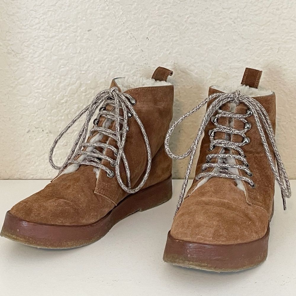 Jenni Kayne Shearling Lined Canyon Boots Suede Brown Size 36 6 - Picture 4 of 17